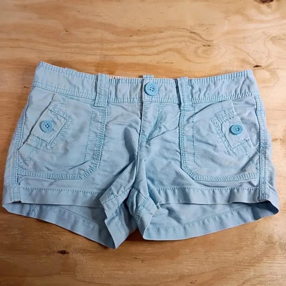 Aeropostale Shorts Juniors Womens Size 1/2 Light Blue Cotton Utility Pockets